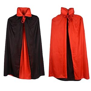 Gardeningwill Custome Black Red Reversible Dress Goth Devil Pirate Vampire Demon 35″ Cloak