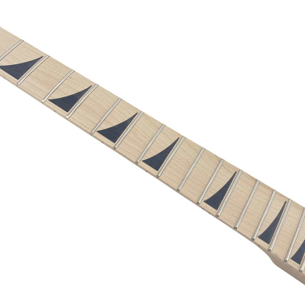 Manico per chitarra elettrica, 24 tasti, 65 cm, tastiera in legno d'acero, per chitarra Floyd Rose, dado di bloccaggio fai da te, pinna di squalo, intarsio di ricambio (bullone sul tallone