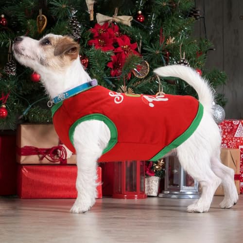 Christmas Dog Shirt - Soft Cotton Stretchy Lightweight Sleeveless Vest for Small to Large Dogs & Cats