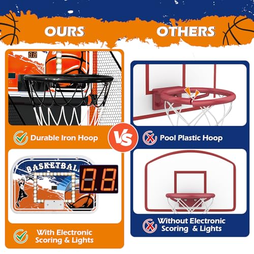 Arcade Basketball Game Set for Kids 3-12 – Indoor & Outdoor Basketball Hoop with 4 Balls, Adjustable Height, LED Scoring, Air Pump & Storage – Fun Sports Toy for Boys & Girls Ages 4-8, 8-12 - Image 5