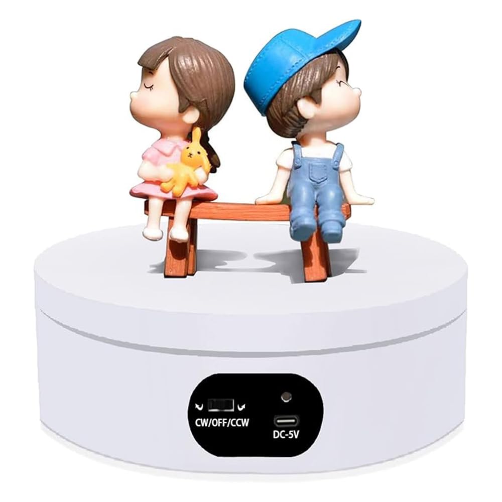 TopHomer Soporte de exhibición giratorio, plataforma giratoria eléctrica de 360°, carga de 5 kg, plataforma giratoria de 12 cm, base giratoria silenciosa para modelos de relojes de joyería (negro)