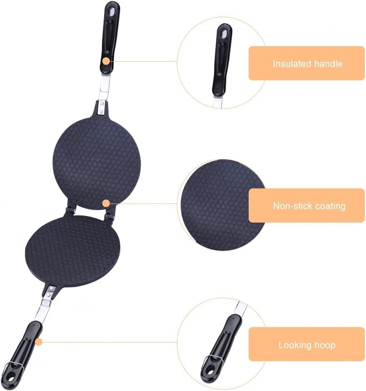 Waffle Maker Multifuncional, Cono de Waffle Antiadherente de Gas de Cocina for el hogar Que Hace la Forma del Molde Panadero Rollo de Huevo Herramienta for Hornear