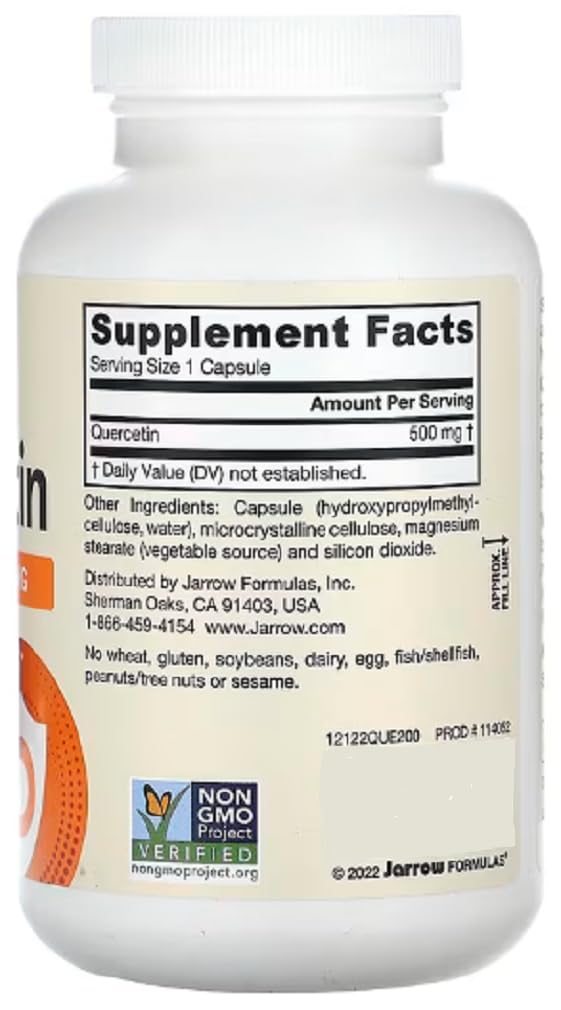 Jarrow Formulas - Quercétine - 500 mg pour soutien antioxydant et santé cellulaire - 200 gélules