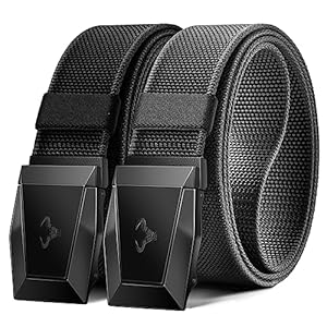 BULLIANT Men Belt 2 Pack,Nylon Web Holster Belt Stretch for Gift Men Outdoor Work Sports Hunting Hiking,Quick Release