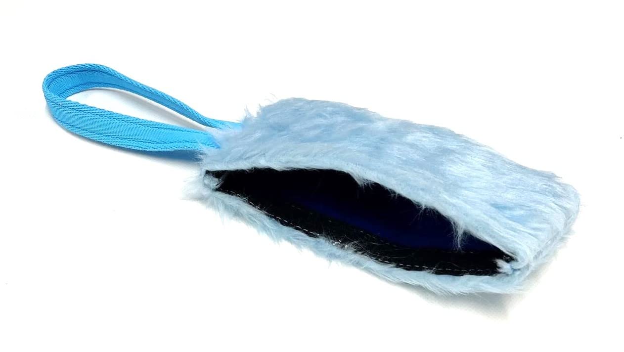 Church Products UK Dog Training Treat Bag Obedience Retrieve Furry Long Prey Dummy With Sewn In Squeaker 7" x 4" In (Light Blue)