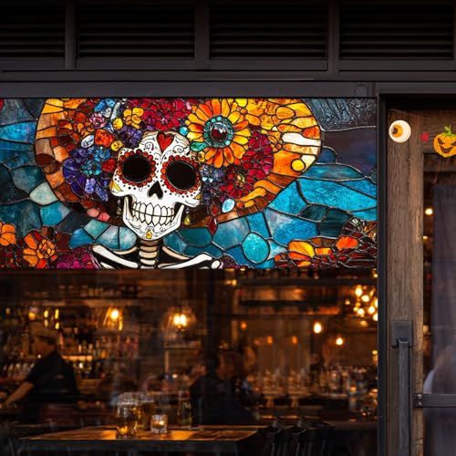 Vinilo Decorativo HOMETITUTE Calavera Día de Muertos 39.3x17.7 pulg miniatura 2