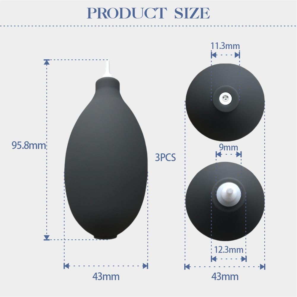 Hearing Aids Air Blower Pump - Ear Mold Cleaner, Squeeze Ball Dust Blaster for Camera Lens Watch Computer Keyboard, 3 Pcs