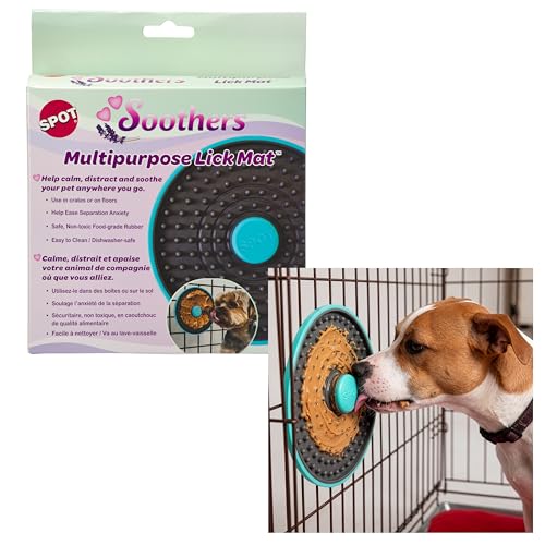 Image of SPOT Soothers Multipurpose Dog Lick Mat - 6in Slow Feeder & Crate Enrichment Toy for Small & Medium Dogs and Puppies, Food-Grade Rubber, Dishwasher Safe, Anxiety & Boredom Relief