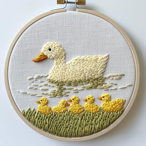 Image of Punch Needle Kit for Beginners, Punch Stitching Kit for Adults, Needle Punch Kits for Adults, A Flock of Ducks - DIY Embroidery Set, Art Craft Tool for All Ages, Ideal for Home Decor & Gifts