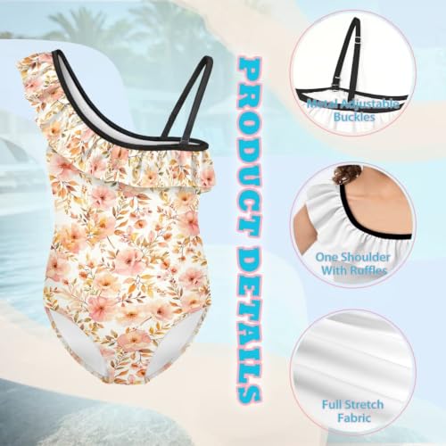 Image of Girls Swimsuit One Piece Ruffle Swimsuit Non-Slip Straps UPF 50+ for Girls Size 3-14 Years