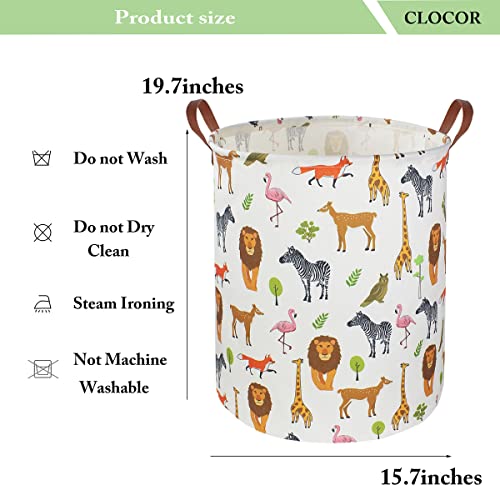 Image of CLOCOR Laundry Basket,Safari Room Decor,Waterproof Storage Basket(Jungle Animals)