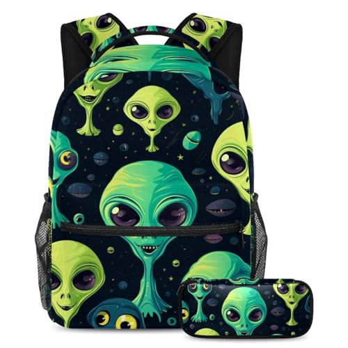 Sac à dos extraterrestre aux grands yeux ensemble 2 pièces scolaire et voyage