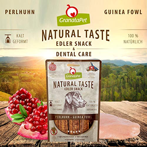 GranataPet Natural Taste Edler Snack Perlhuhn, Hundeleckerli ohne Getreide & ohne Zuckerzusätze, Belohnung für zwischendurch, schmackhafter Hundesnack, 90 g