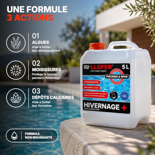 LLOFER – Produit d’Hivernage Piscine Super Concentré 5 L – Anti-Algues, Anti-Dépôts Calcaires et Anti-Moisissures – Hivernage Actif & Passif – Formule Liquide Non Moussante – vue 4