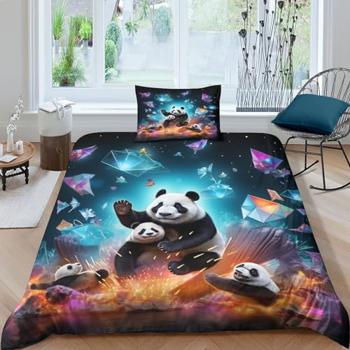 Housse de couette panda cristal 3D le cadeau idéal pour lit une place - 2