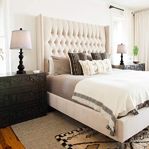 Dungoo Resin Table Lamp Sets Of 2 For Bedroom Living Room Plug In Bedside Nightstand Light Lamps With 2 Usb Ports White Fabric Shade, 22In 2-Pack(Black) #TOP3