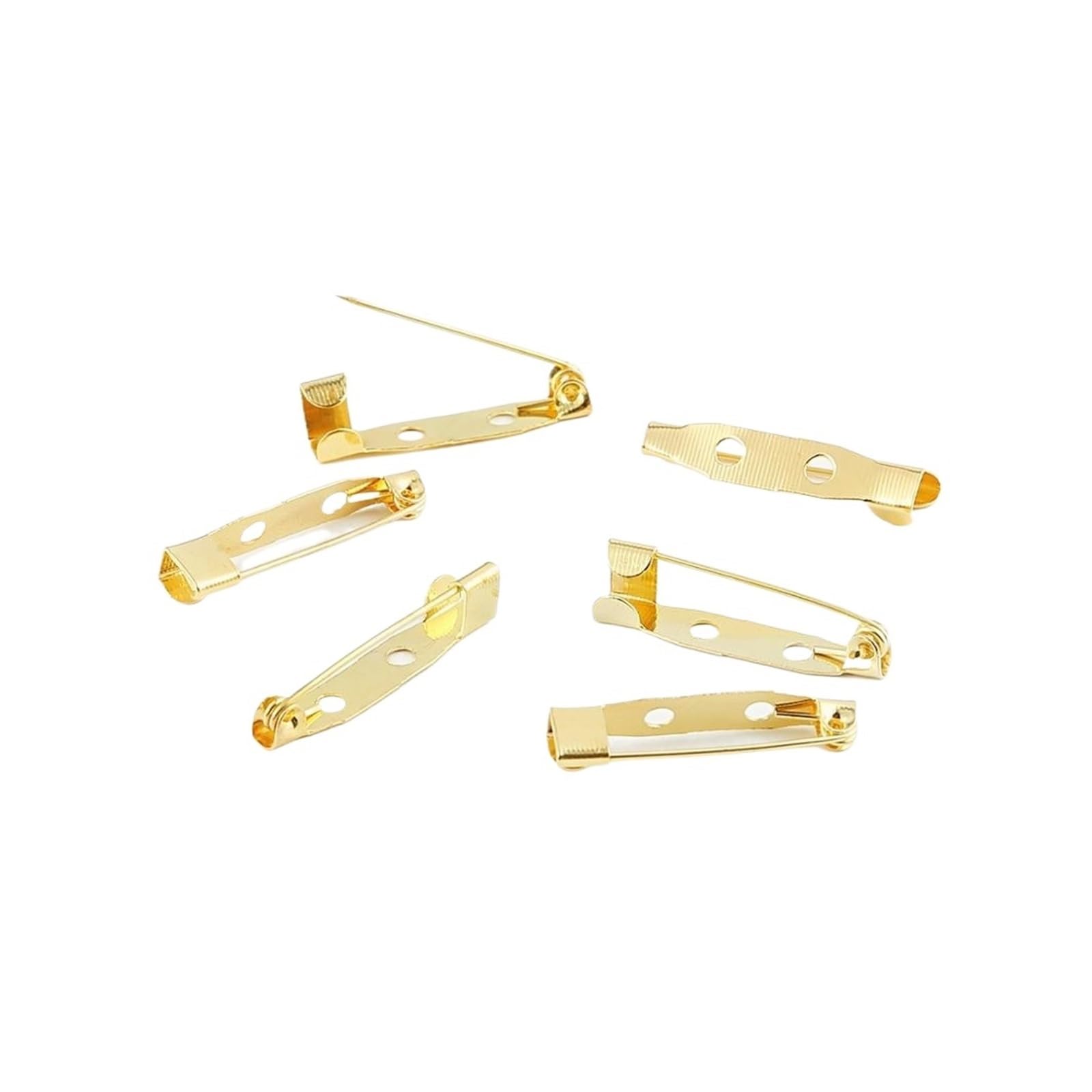 Brooch Pin Backs, 30Pcs Brooch Pins Clip Base Blank Findings for DIY Jewelry Making Supplies(Gold,35 mm 3 hole)