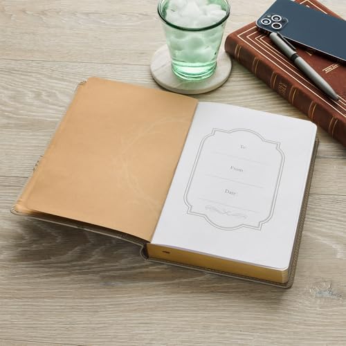 Image of Christian Art Gifts Classic Journal Amazing Grace Isa. 53:5 Bible Verse, Inspirational Scripture Notebook, Ribbon Marker, Taupe Vegan Leather Flexcover, 336 Ruled Pages, (8.6 inch x 6.1 inch x .9 inch)