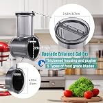 Stainless Steel Slicer Shredder Attachment Compatible with Kitchenaid Stand Mixer Parts Accessories, Vegetable Shredder Cheese Grater with Detachable 5 Blades