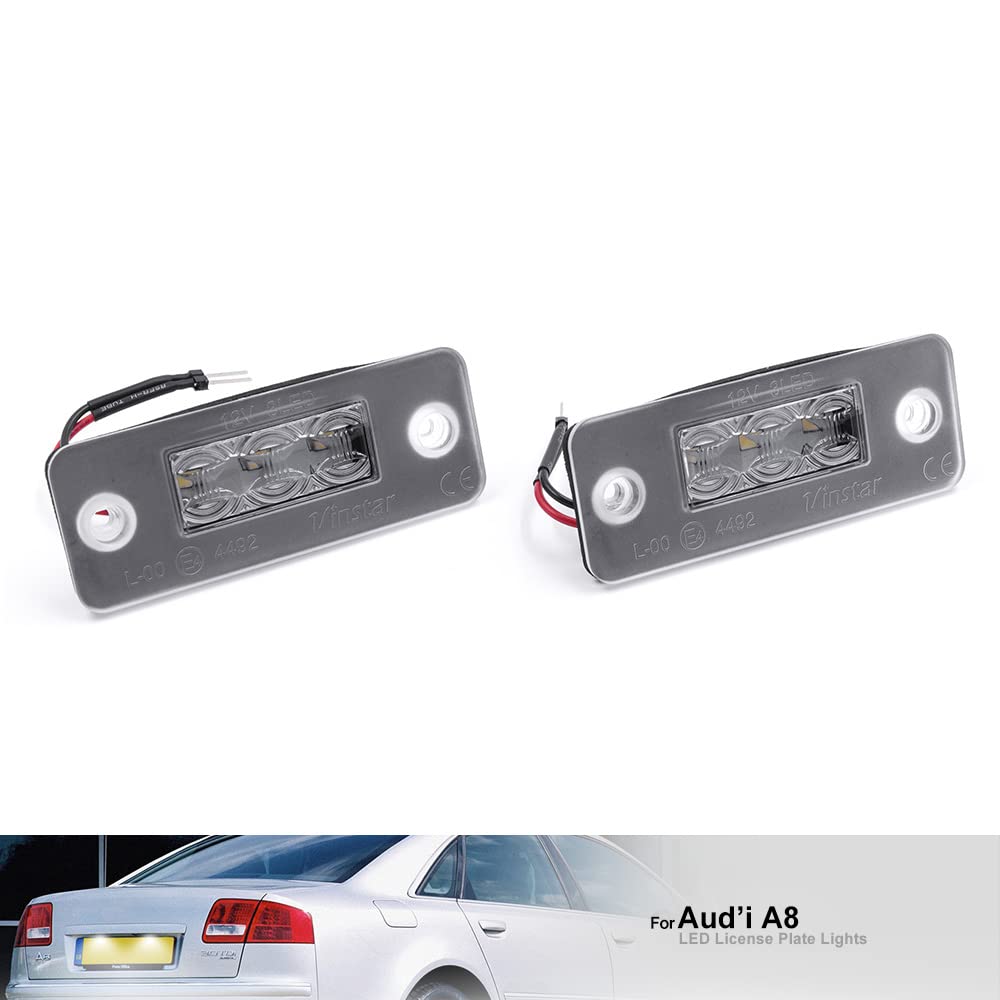 NSLUMO 2 Luci LED Targa Bianche Per Audi A8 D3 2002-2010 – Canbus 18 SMD – Codice OEM 4E0943021 - 4