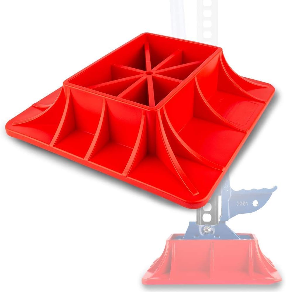 Jack Base Pad, High Lift Jack Mount, Off Road Hi-Lift Jack Base and Stabilizer, Keep Jacks from Sinking with Heavy, Duty Plastic Jack Stand Base for Lifting Jacks, 28× 28cm (Red)