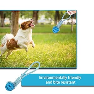 Dog Rope Ball Bite Resistance Training Ball Dog Toy with Rope Interesting Dog Puzzle Teething Toy for Molar Teeth Cleaning Boredom Relieving(Blue)