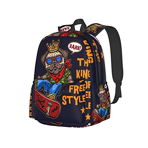Sac à dos d'école motif carlin skateboard pour ordinateur