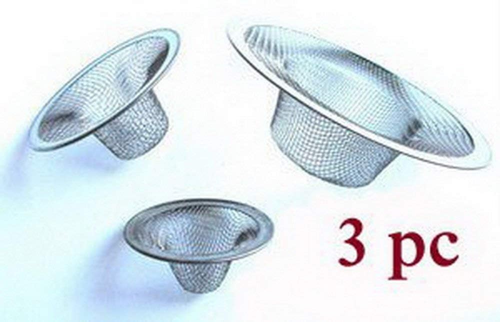 EKRON Sink Strainer Basket Set of 3pcs Stainless Steel β Rust-Free Mesh Drain Protector Jali for Kitchen, Bathroom & Shower | Anti-Clog Filter Stopper for Hair & Food Waste CH-423 2