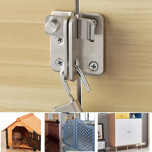 Litensh Shed Lock Gate Lock Gate Latch Padlock Hasp Stainless Steel Flip Door Bolt Latch Lock for Wooden Gates Garden Cupboard Pet Cage Silver - Image 4