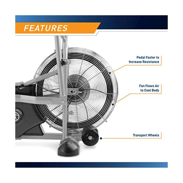 Marcy Exercise Upright Fan Bike for Cardio Training, Adjustable Recumbent Bike, Stationary Bikes For Home, Black AIR-1