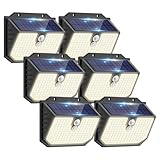 nipify Solarlampen für Außen mit Bewegungsmelder, 3 Modi Solar Bewegungsmelder Aussen,IP65 Wasserdichte Außenleuchte,138 Superhelle LED Solarleuchten Outdoor für Garten Garage Hof Stufen[6 Stück]
