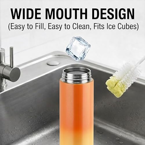 Image of CELLO H2O Luma Stainless Steel Water Bottle For Office Use 1000ml Orange Peach | Single Wall Freezer & Fridge Safe Lightweight & Stylish Leakproof Rustproof Steel Water Bottle For School Kids & Travel