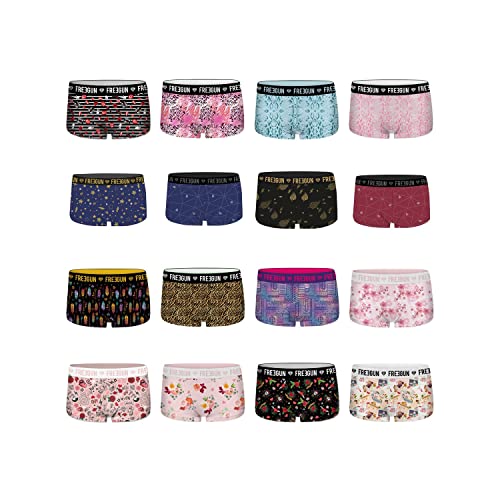 FREEGUN Pack Surprise Shorty Fille Microfibre, Modèle Aléatoirement Choisi (Lot de 3), Rose, Noir, Blanc, Vert, Taille 6/8 Ans