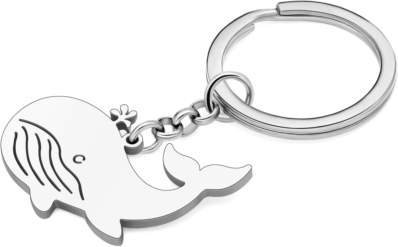 Fun Whale Keychain Stainless Steel Car Key Handbag Keyring Ocean Animals Fish Gifts for Women Girls Kids Sea Charms - Image 2