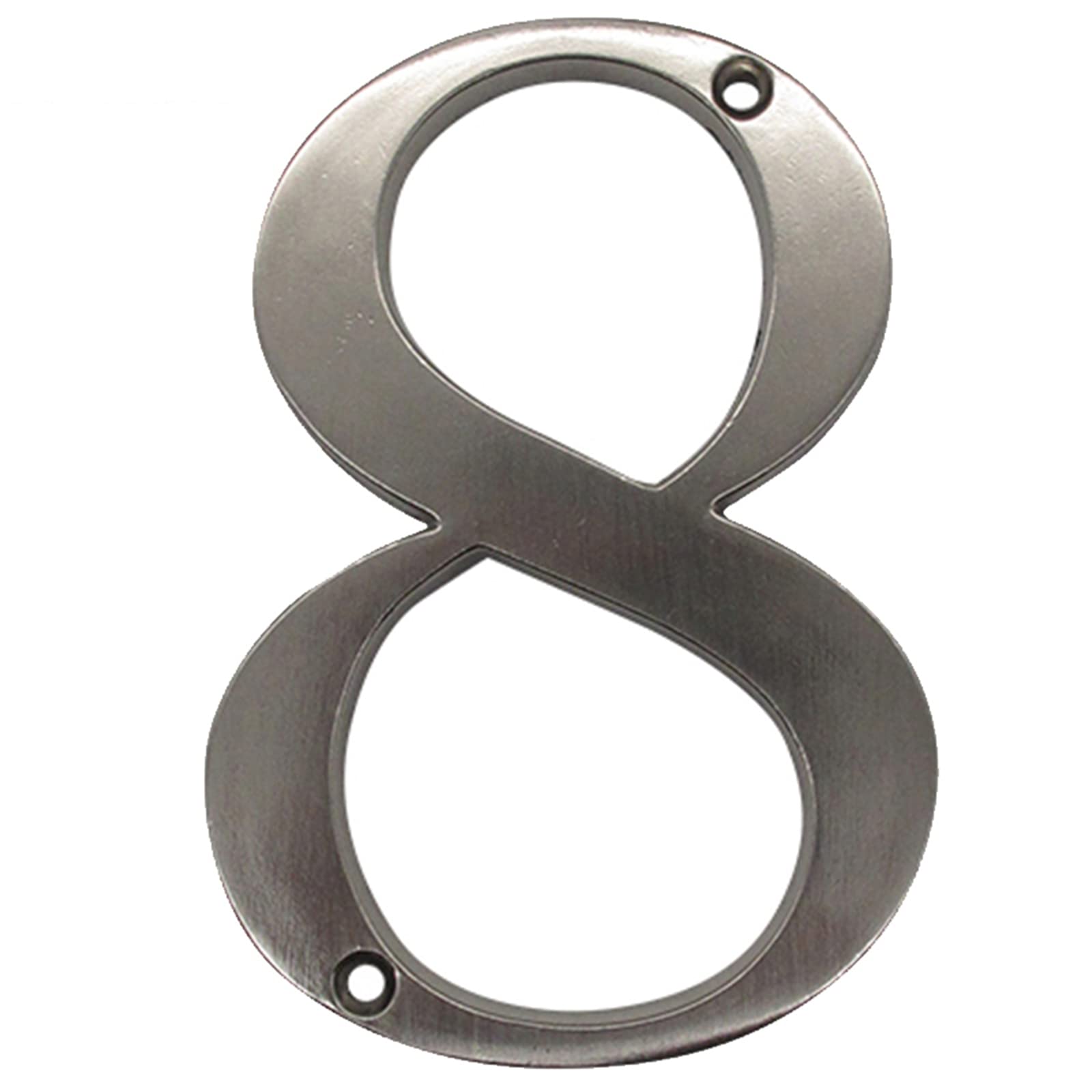 3D Floating House Plaque Numbers Silver Brushed Nickel 4 Inch Height Weatherproof Door Plate Address Digits Zinc Alloy Screw Mounted Big Mailbox Sign Exterior Signage #0-9, for Yard Street (8)
