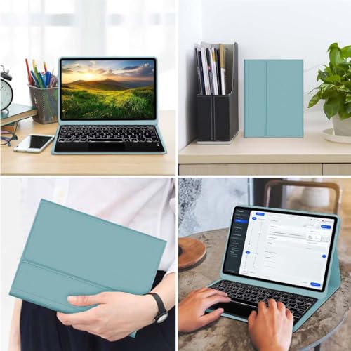 Image of Keyboard Case for OnePlus Pad Go 11.35 inch & Oppo Pad Air2 11.4 inch Folio Back Cover with Trackpad, 7 Color Backlit, Multi Angle View, Long Battery, Auto Sleep, Shockproof & Water Resistant