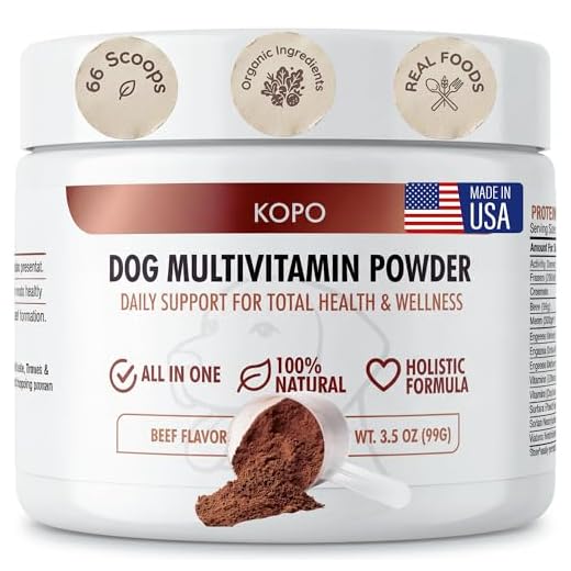 Kopo Dog Multivitamin Powder | Supports Heart, Daily Vitality, Immune Health, Digestion, Skin & Coat and Hip & Joint | for Puppy, Adult & Senior Dogs | Beef Liver Flavor | All Breeds Sizes