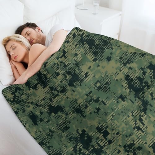 Couverture douce vert camouflage numérique lit canapé plaid toutes saisons - 8