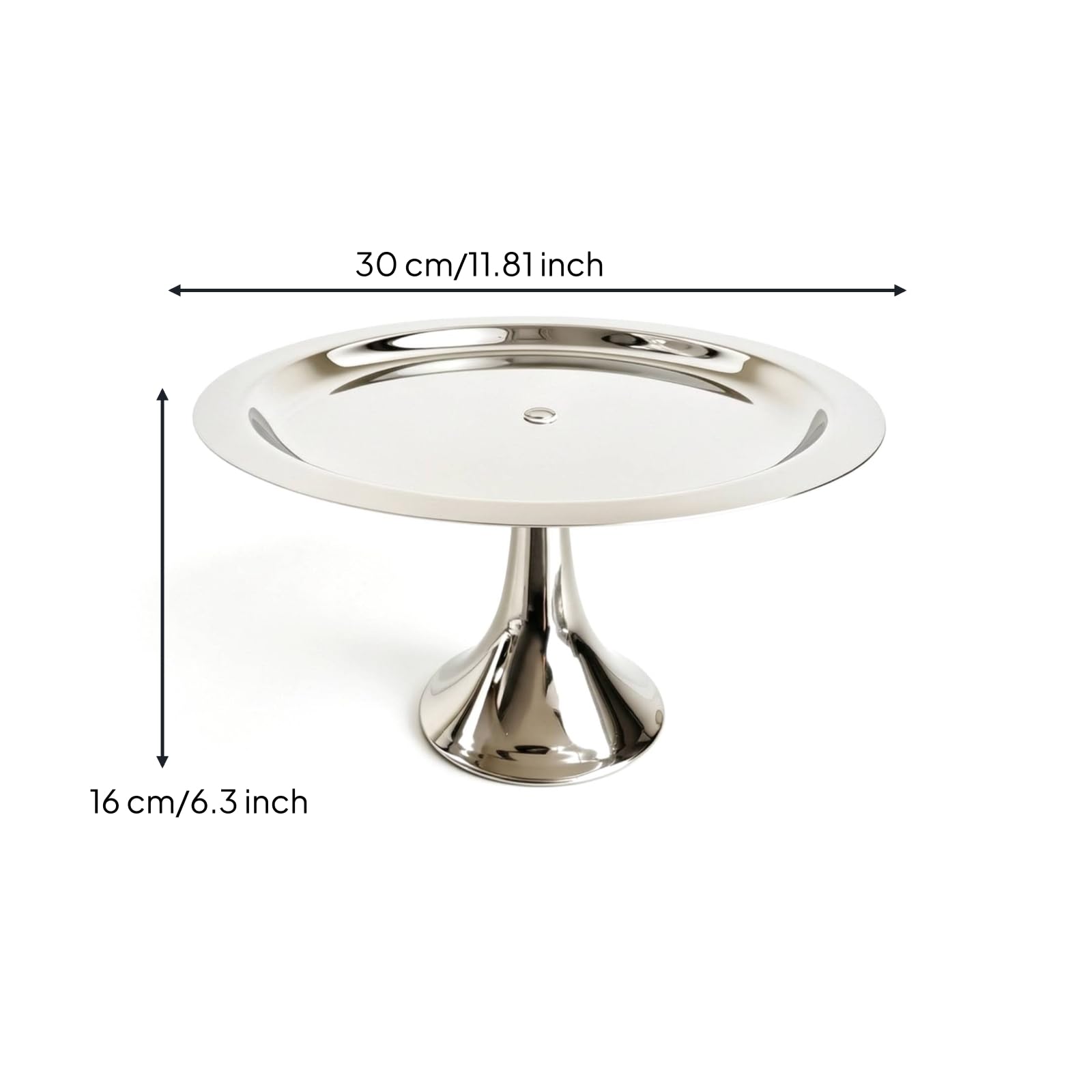 Alzata in Acciaio Inox Lucidato a Specchio Vassoio da Portata con Piede Elegante Piatto con Piede per Pasticceri, Pasticceria, Buffet, Matrimoni