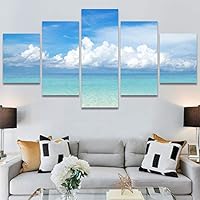 SIGNWIN 5 Panel Canvas Wall Art Modern Art Beach Coastal Expressive Global Multicolor Photography for Home Decorations Ready to Hang - 60