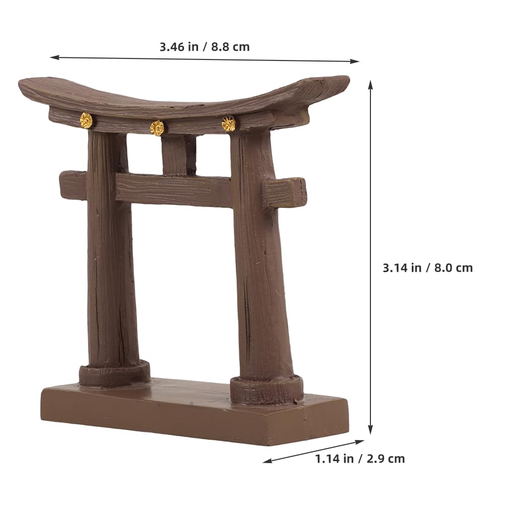 LOGOFUN 2 Pcs Japanese Torii Gate Resin Miniature Decor Zen Garden Ornament Sand Tray Landscape Fish Tank Decoration Cultural Art Craft