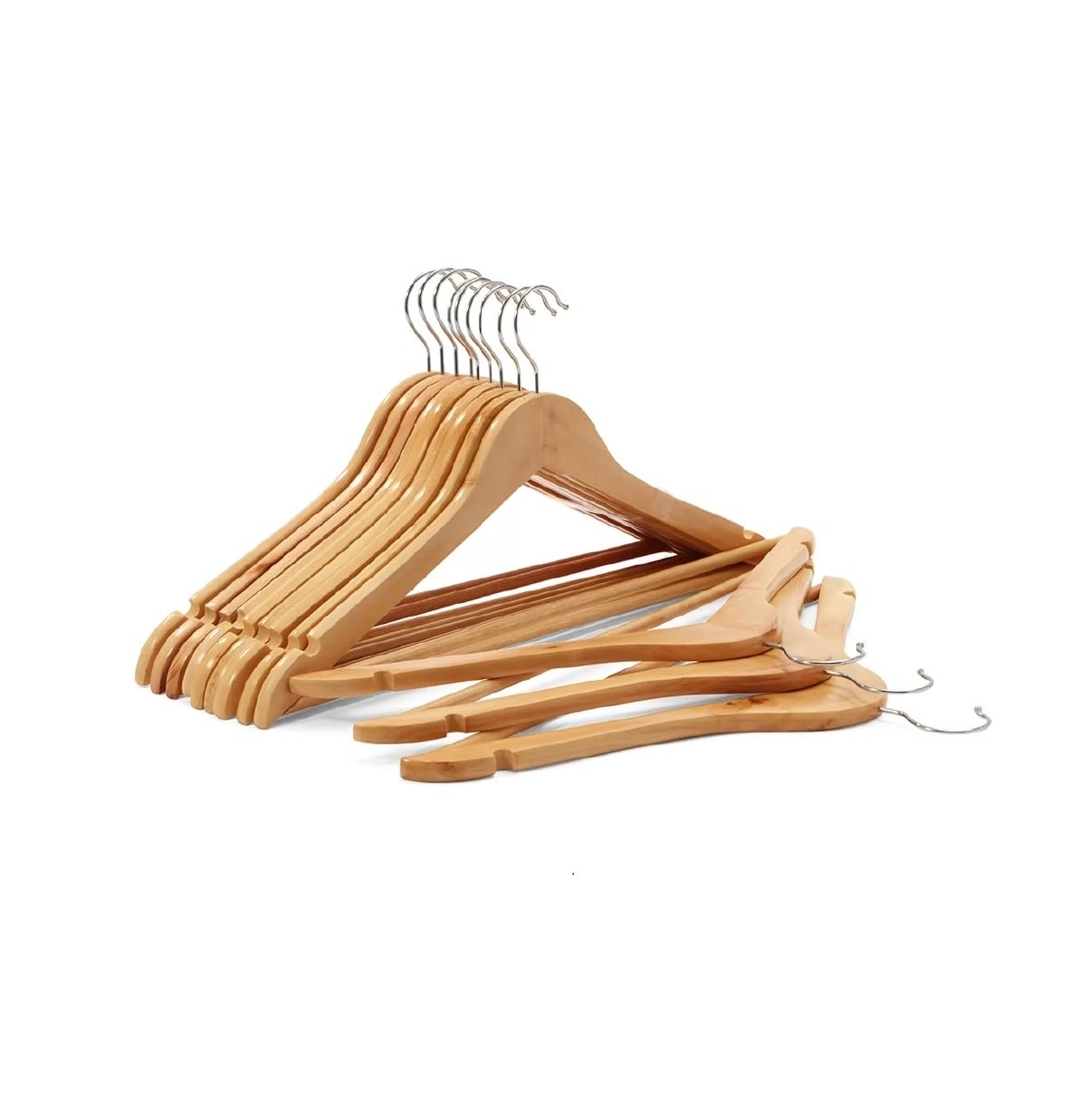 12 X WOODEN COAT HANGERS SUIT GARMENTS CLOTHES WOOD HANGER TROUSER BAR SET