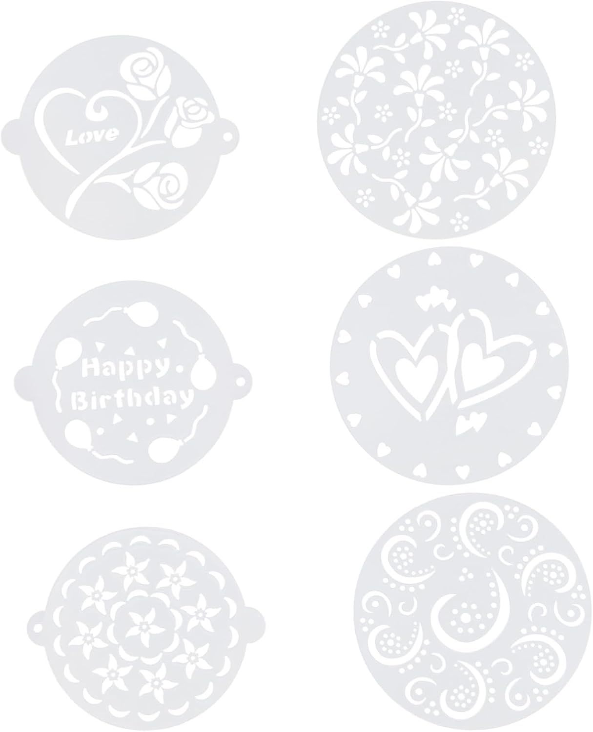 6pcs Non-Toxic Eco-Friendly Cake Decor Stencils Baking Template for DIY Patterned Decorations