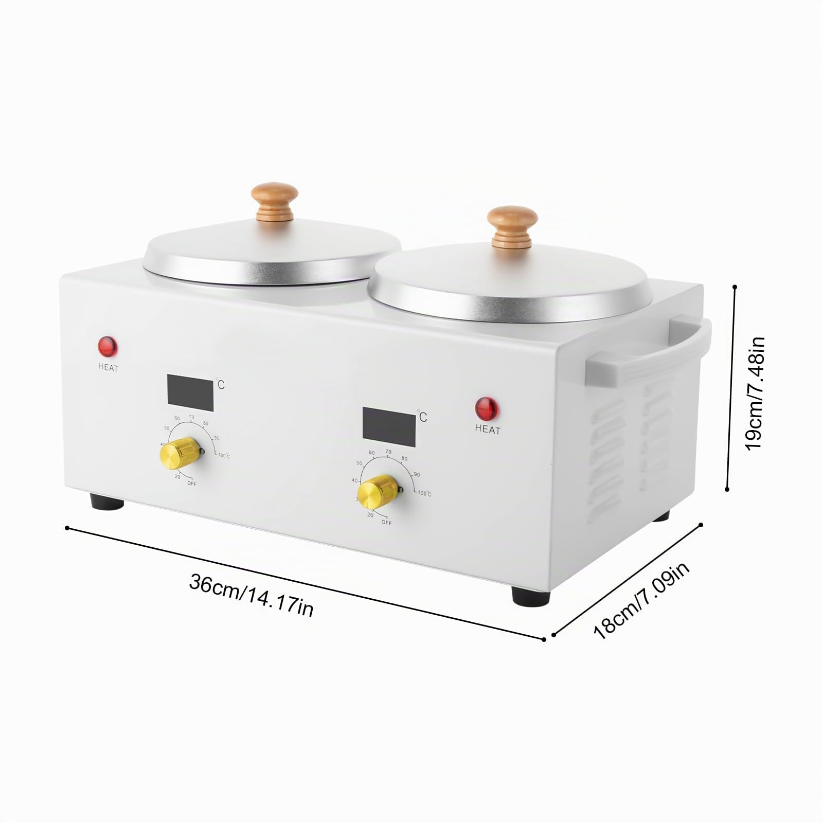 Scaldacera elettrico a doppio vaso, per la cura della pelle, cera depilatoria, cera per la rimozione dei capelli, Scaldacera Cera Depilazione, Temperatura Regolabile, Epilatore professionale,100 W