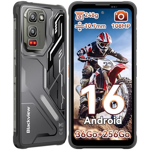 Blackview Fort 5 Android 16 Téléphone Portable Incassable 248g/10.7mm Ultra-Fin, 108MP+50MP+13MP Vision Nocturne, 36Go+256Go/2To, 6.78'' 120Hz Smartphone...