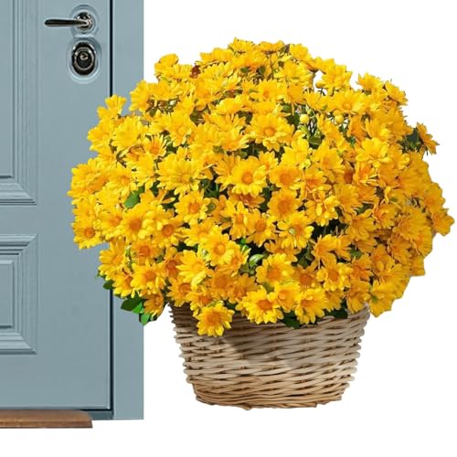 Chrysanthèmes artificiels haut de gamme lot de 10 fleurs extérieures durables - 2