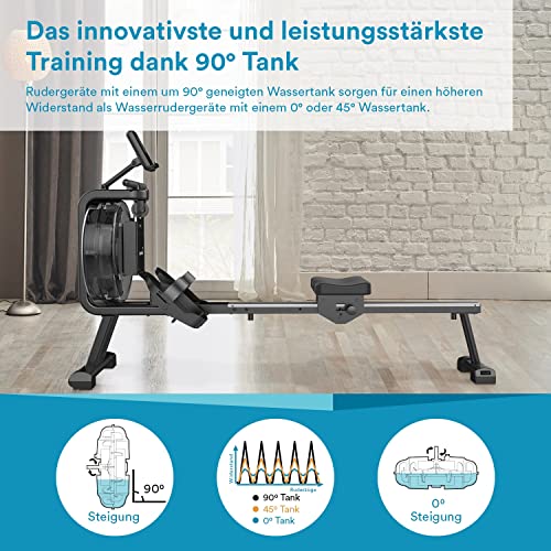 Skandika Wasserrudergerät Mora| Wasser Rudergerät für Zuhause, mit Wasserwiderstand, Kinomap App kompatibel, Bluetooth… – Bild 5