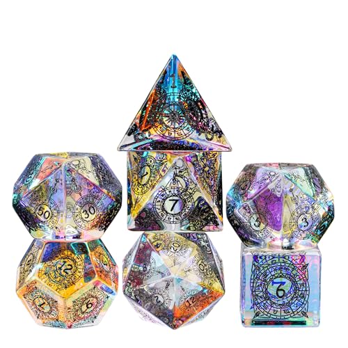 UDIXI Prism Glass Dice Set Rainbow Glass DND Dice for D&D Tabletop Games
