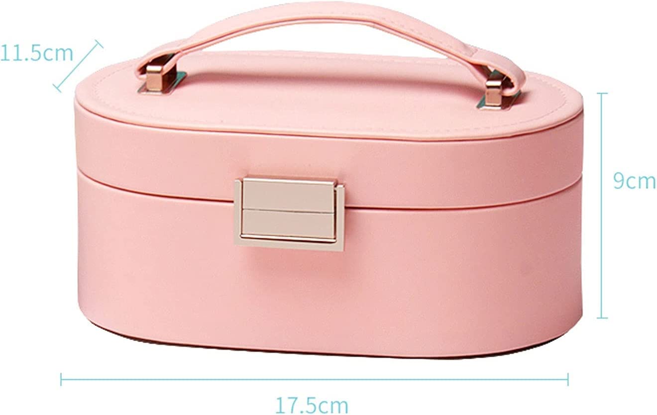 Caja De Joyería Joyero Portátil Organizadores Joyero De Viaje Joyero De Cuero Anillo Organizador Caja Caja De Almacenamiento Niñas Mujeres Organizador De Joyas(White)