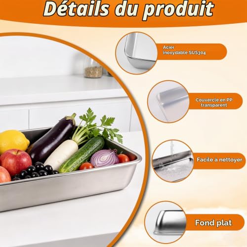 Lot de 2 boîtes à pizza en acier inoxydable 304 avec couvercle – vue 4
